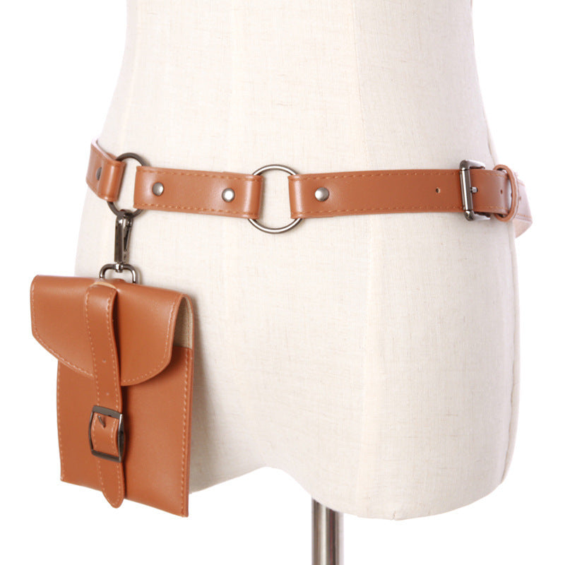 Money bag leather belt pocket bag