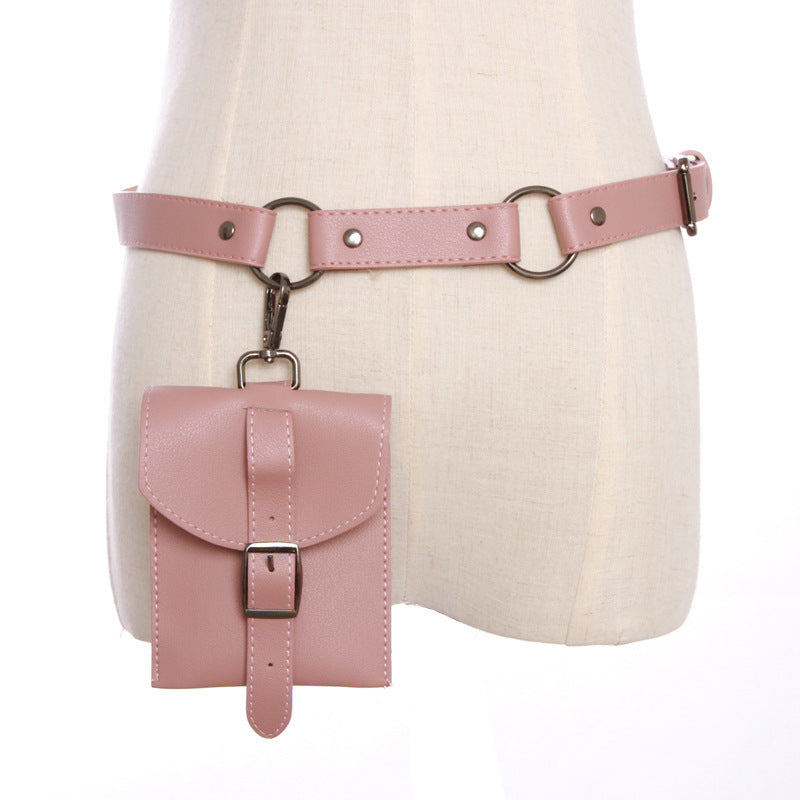 Money bag leather belt pocket bag