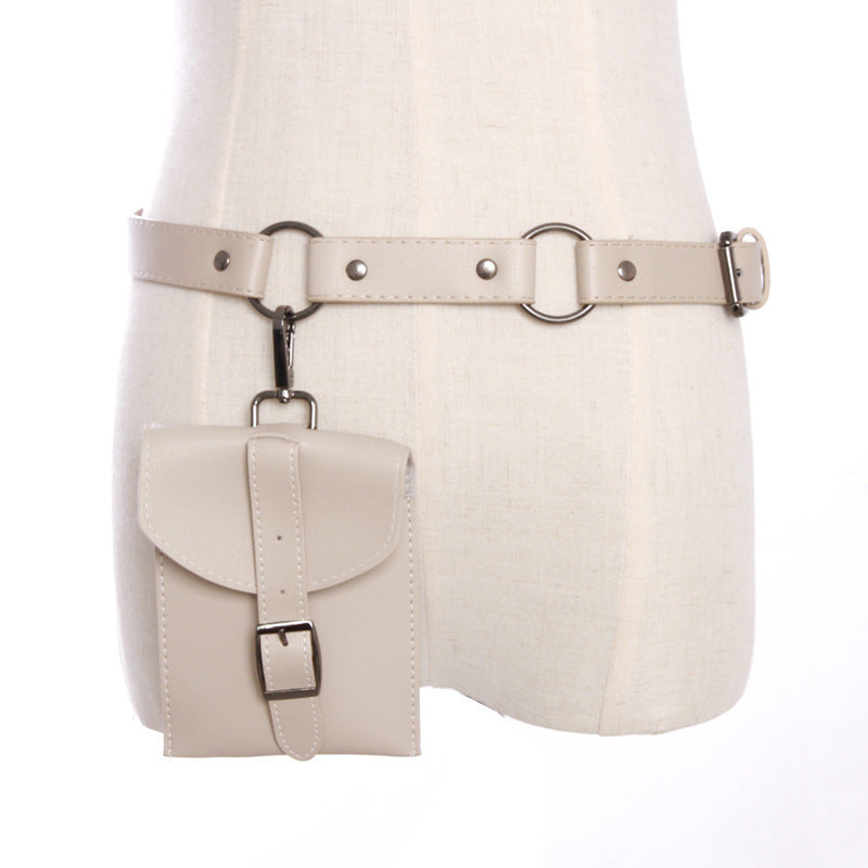 Money bag leather belt pocket bag