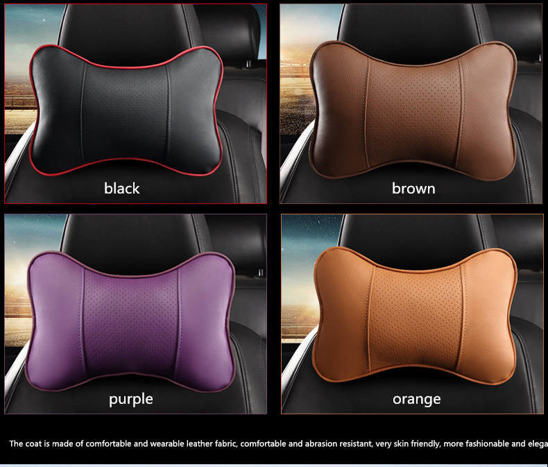 New Brand 2 Pieces 3D Artificial Leather Car Neck Pillows