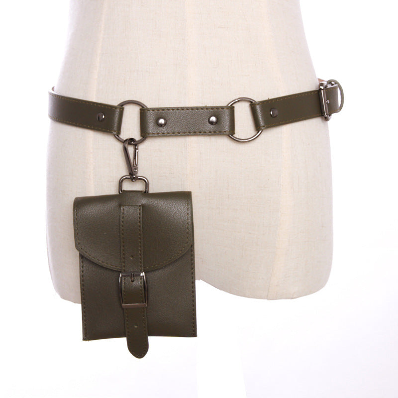 Money bag leather belt pocket bag