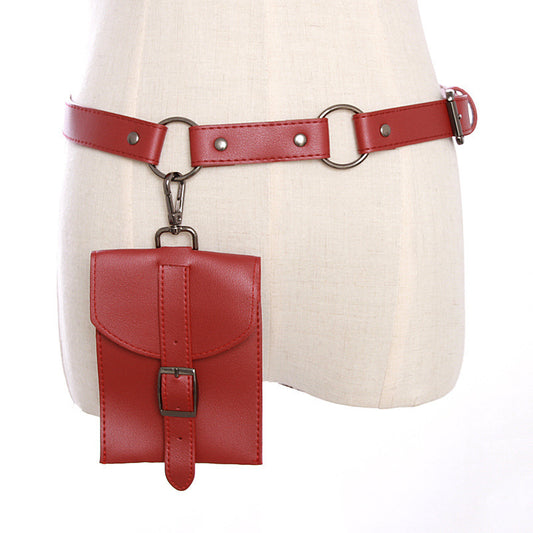 Money bag leather belt pocket bag